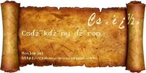 Csákány Áron névjegykártya
